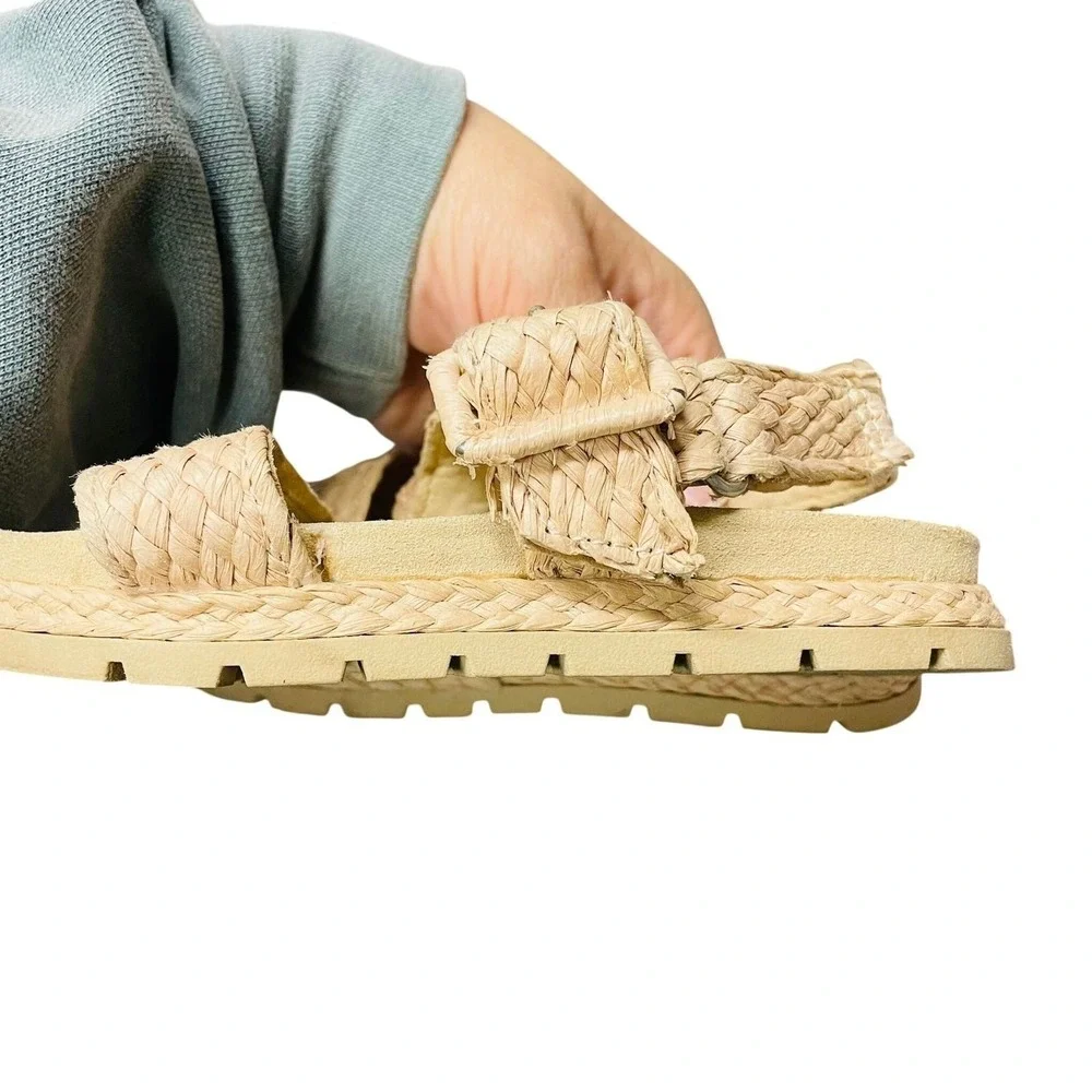 Zara Sandals Tan Woven Raffia Espadrille Toddler 7.5 Boho Summer